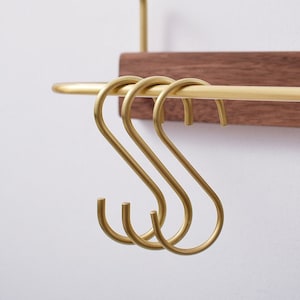 S Hook,Solid Brass S Hook For Towel Bar,Clothes Rack,Kitchen Utensils,Pot Hook,Cloakroom,Towel Hook,Classic Hat hooks,Gold Brass Hooks
