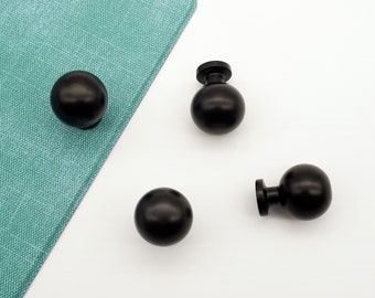 Black Ball, Spherical, Round Solid Brass Cabinet Knobs, Matte Black Pulls Handles For Drawer,Replacement,Study,Wardrobe,Cupboard,Dresser