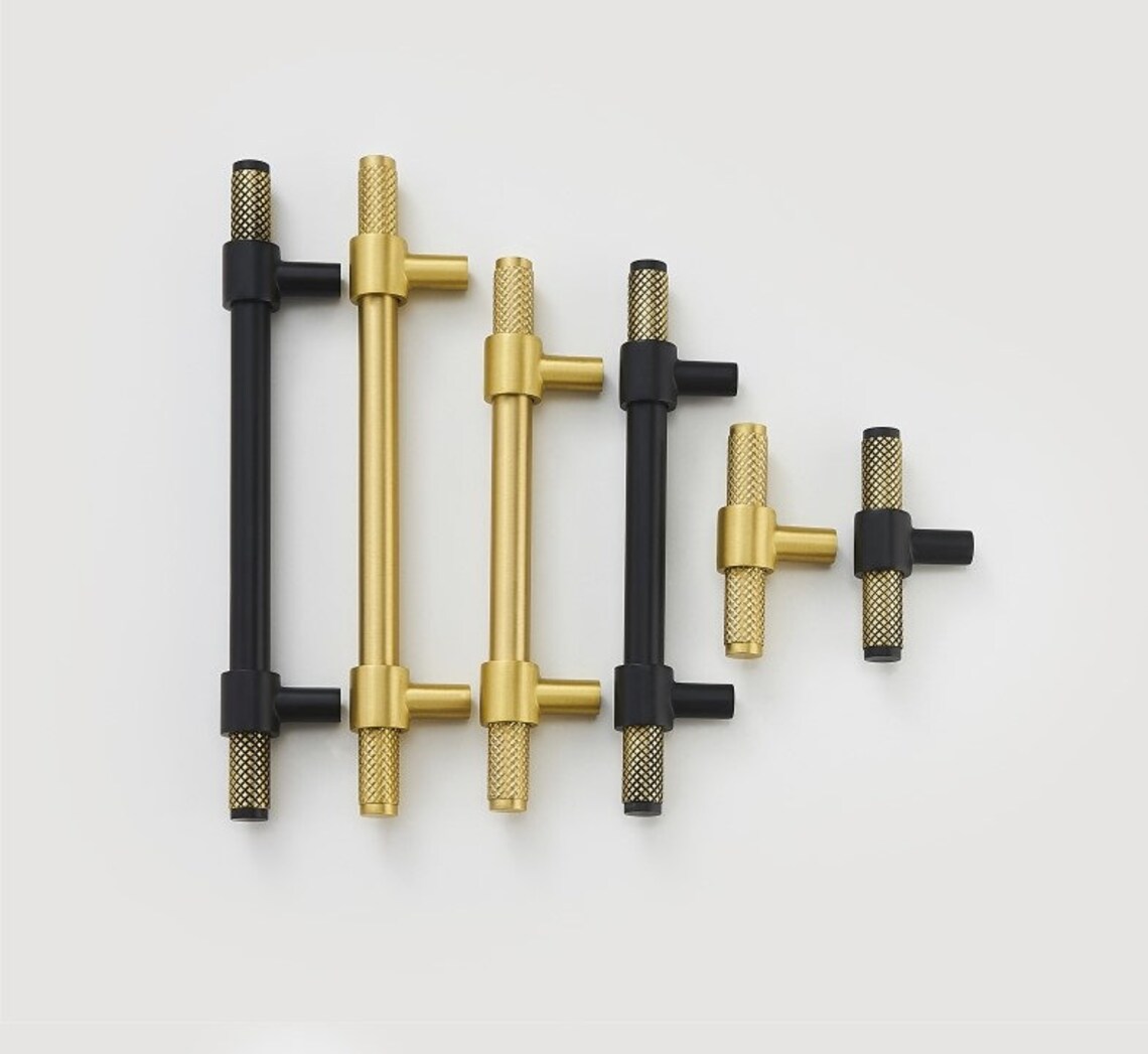 Knurled T Bar Solid Pulls Matt Black Door Handles Etsy