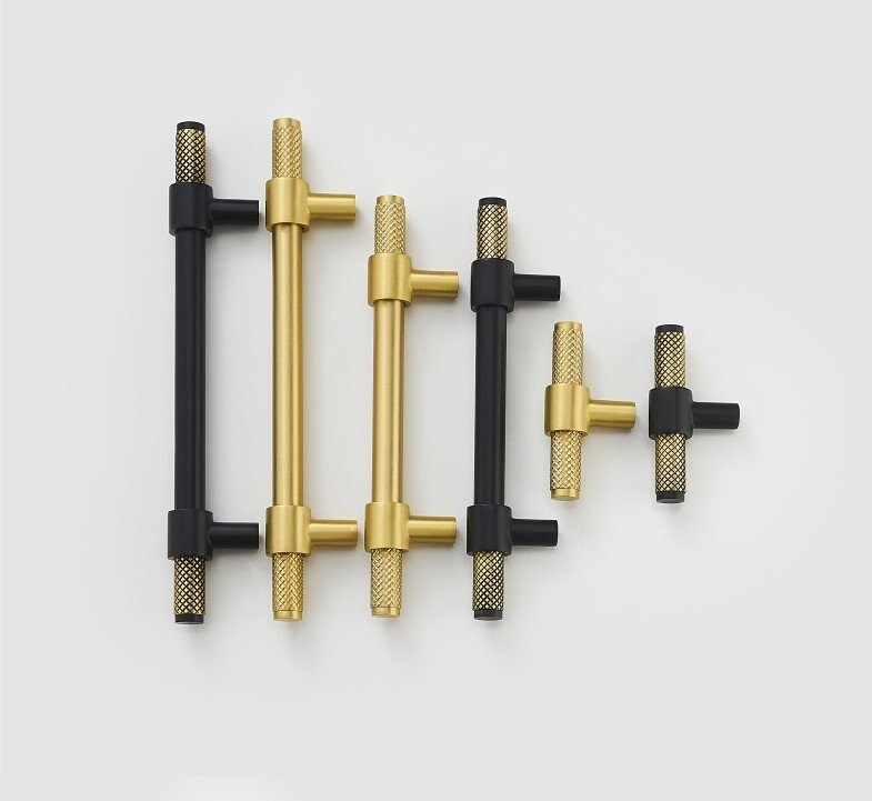 Knurled T Bar Solid Pulls Matt Black Door Handles Etsy