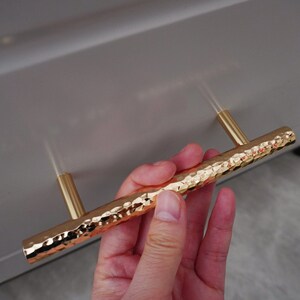 Hammer Handles,Hammer Solid Brass T-bar,Drawer Pulls,Gold Drawer Handles,Replacement Door Handles,Textured Pulls,Irregular Grain Knobs