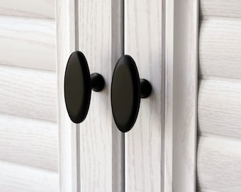 Oval Matte Black Brass Cabinet Knob: Minimalist Drawer Pull