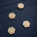 Invisible Hexagon Pulls,Pure Brass Knobs,Button Hidden Flat Handle,Modern Simple Invisible Wardrobe Door Knob,Tatami Flat pack Pull Ring