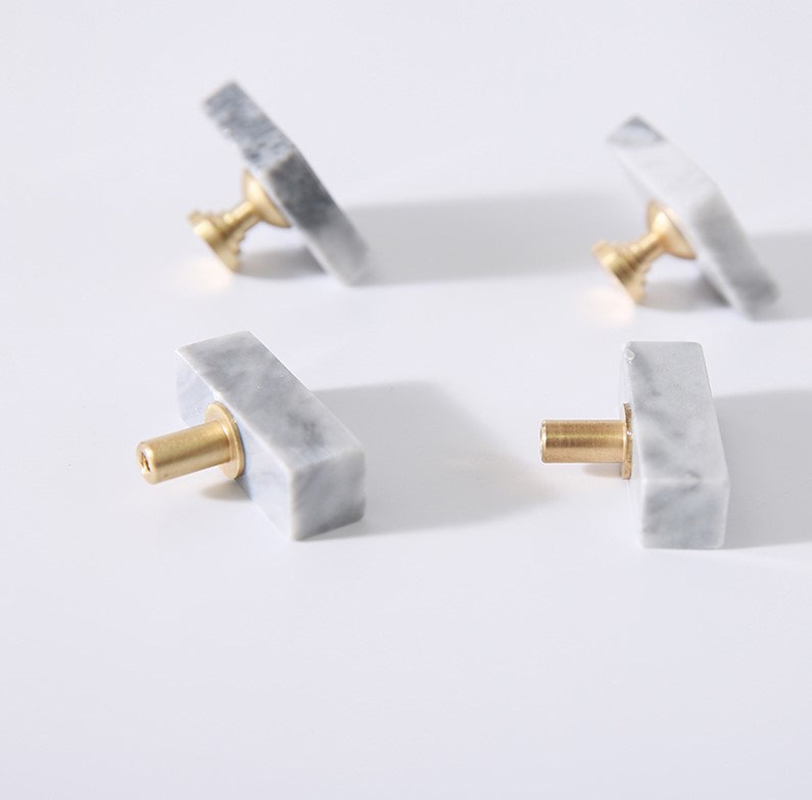 Marble Drawer Pulls Black White Marblebrass Etsy