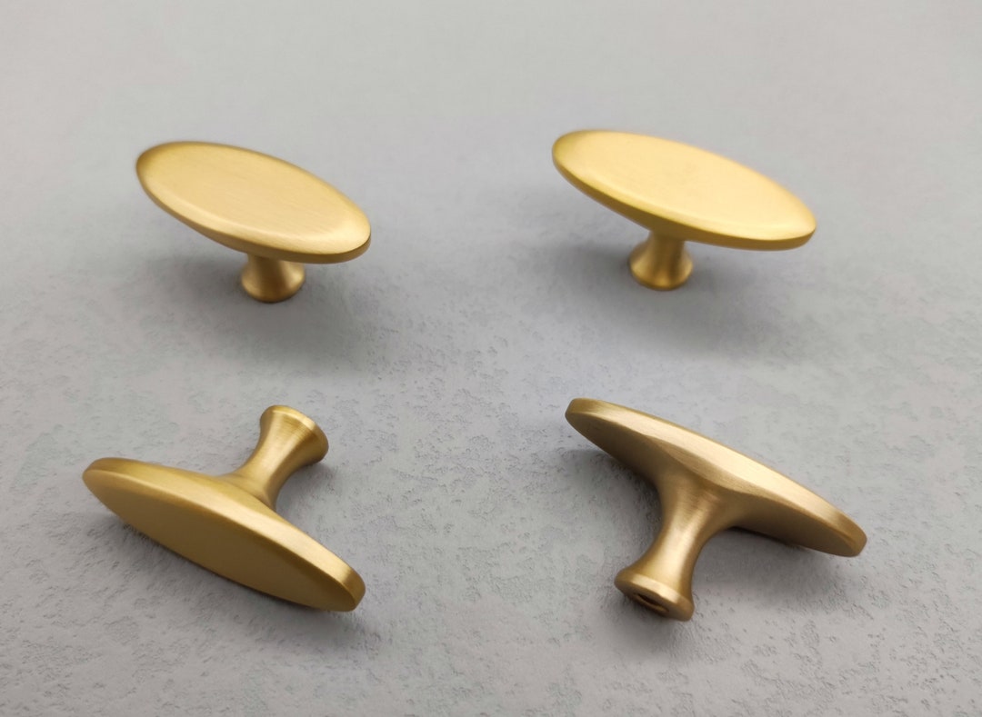 Oval Solid Brass Knob,ovalshaped Knobs,gold Kitchen Knobs