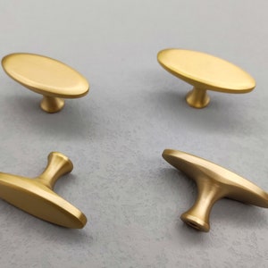 Oval Cabinet Knobs,Oval-shaped Knobs,Gold Kitchen Knobs,Solid Brass Ellipse Drawer Pulls,Replacement Door Handles,Frosting Pulls,Dull Polish