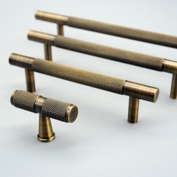 Bronze Knurled T Barantique Brass Handlesb Kitchen Etsy UK