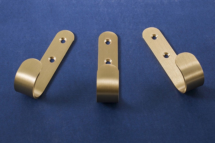 Solid Brass J Hooks Straight Hook Screw Free Hooks Hat Etsy