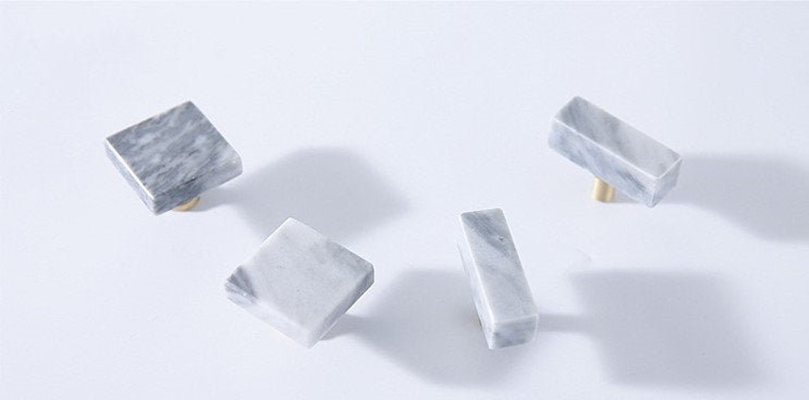 Marble Drawer Pulls Black White Marblebrass Etsy