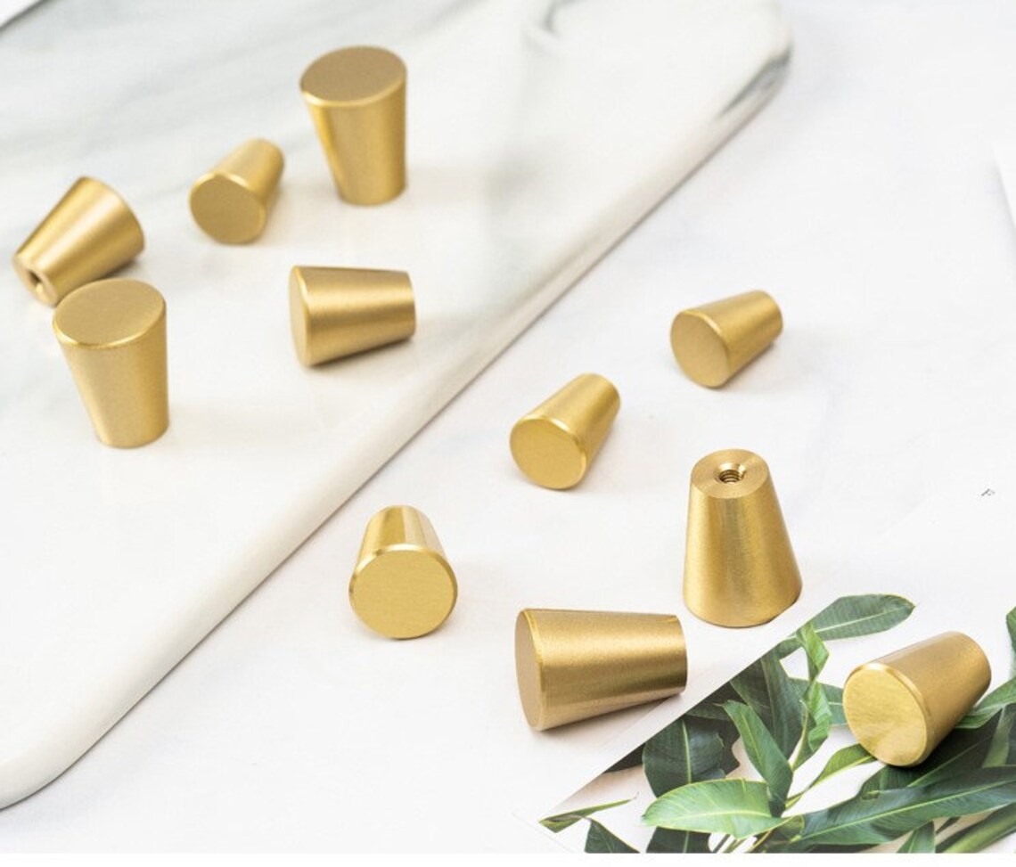 Tapered Solid Brass Drawer Pullstapered Brass Pulls Etsy