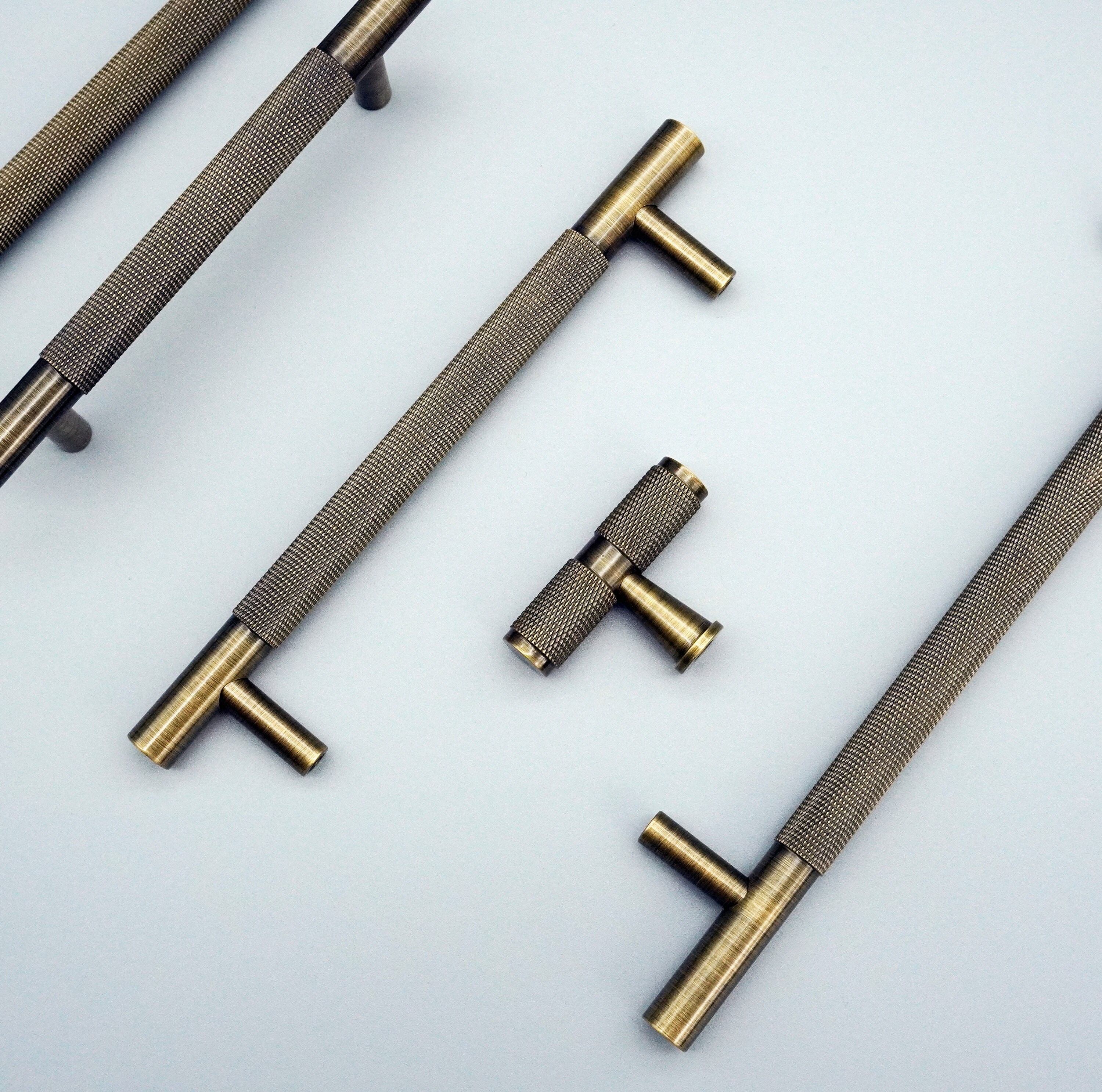 Bronze Knurled T Barantique Brass Handleskitchen Etsy