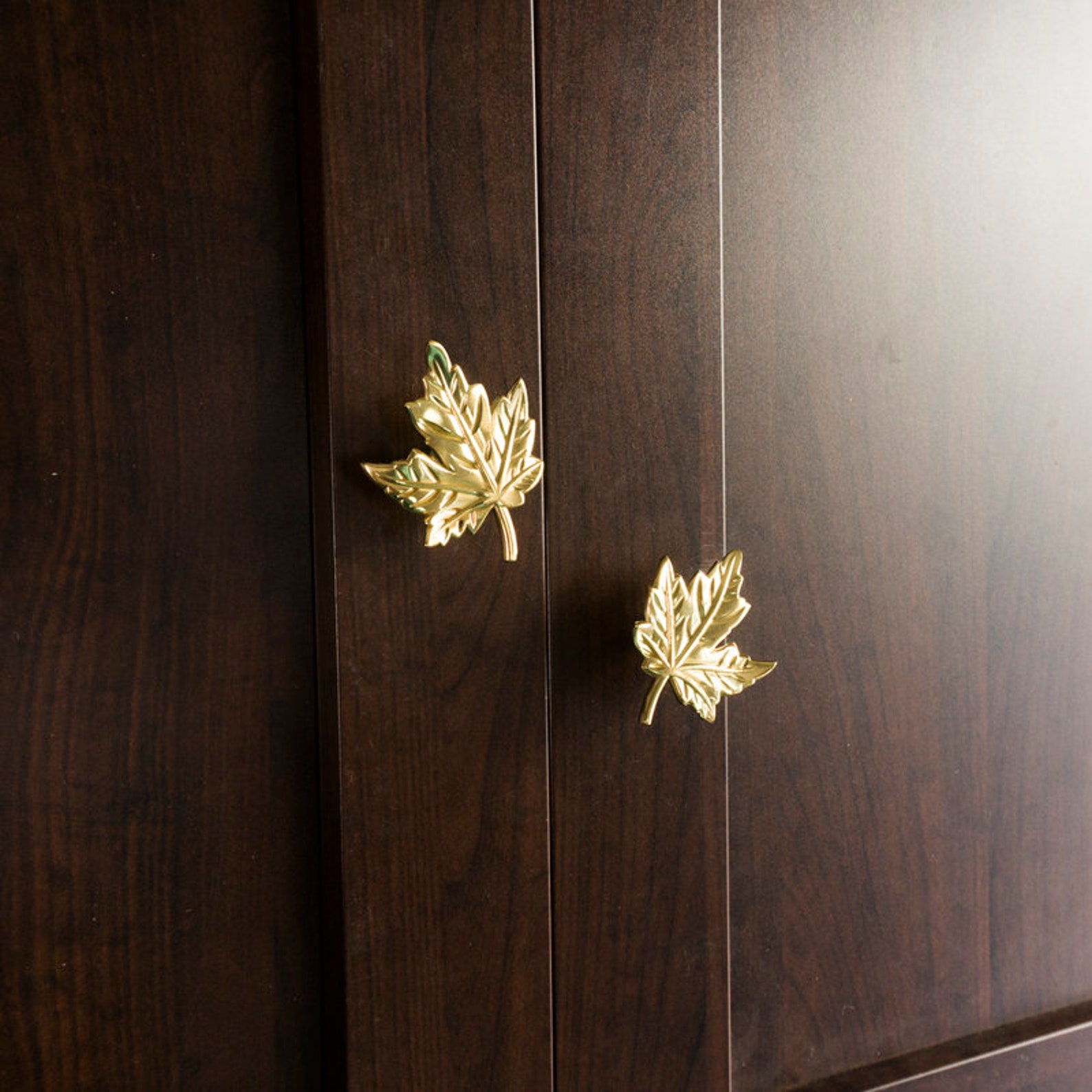Solid Brass Maple Leaf Handles Knobs Drawer Pulls Etsy