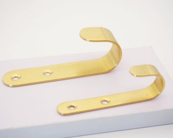 Solid Brass J Hook: Vintage Coat, Hat & Key Hooks