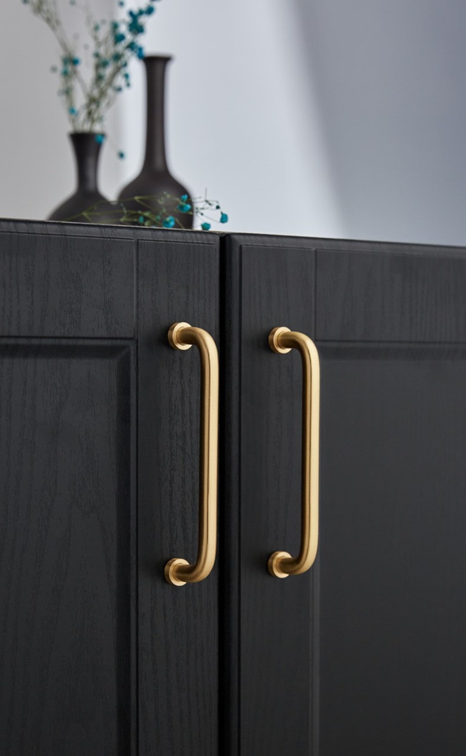 Curved Brass Rail Solid Brass Handles Gold Pulls Etsy