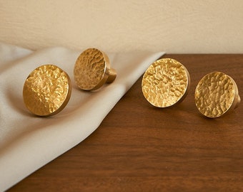 Hammer Print Circular Solid Brass Cabinet Knob,Brass Dresser Knob, Kitchen Knobs, Drawer Pulls, Replacement Door Handles, Solid Brass Pulls