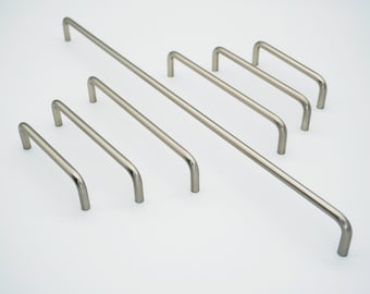 Brushed Nickel Cabinet Handle: Solid Brass Thin Cylinder Bar Pull