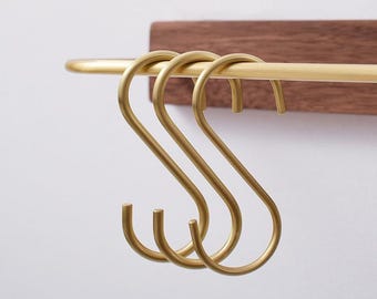 Solid Brass S Hook: Kitchen Utensil, Plant Hanger, Pot Hook