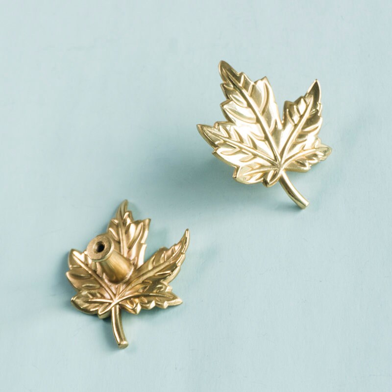 Solid Brass Maple Leaf Handles Cabinet Knobs Drawer Pulls - Etsy
