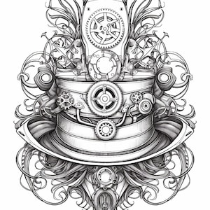 Steampunk Big Hat Series 6-10 Coloring Pages 8x11 - Etsy