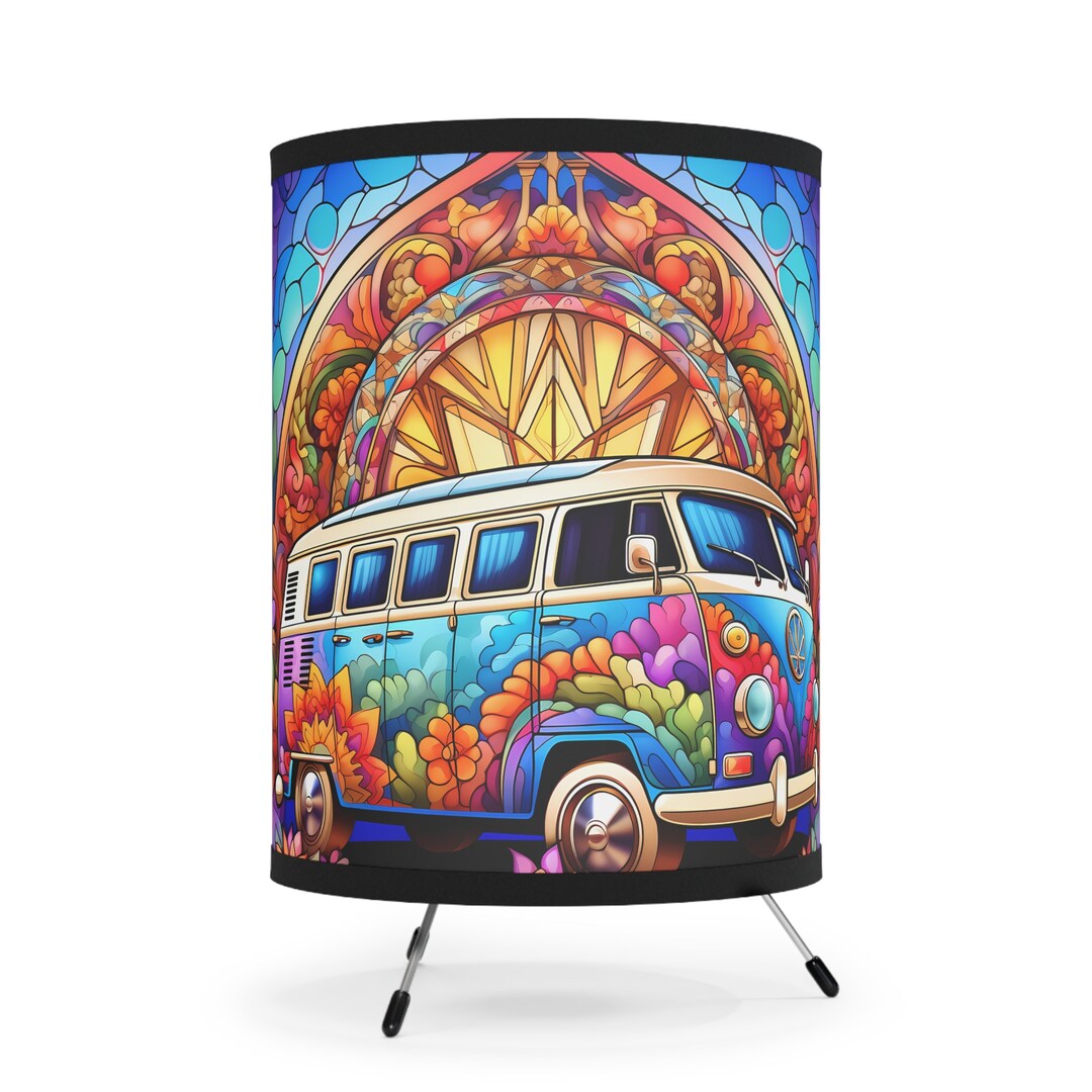 Camping Bus-stained Glass Series 6 Tripod Lamp With High-res Printed ...