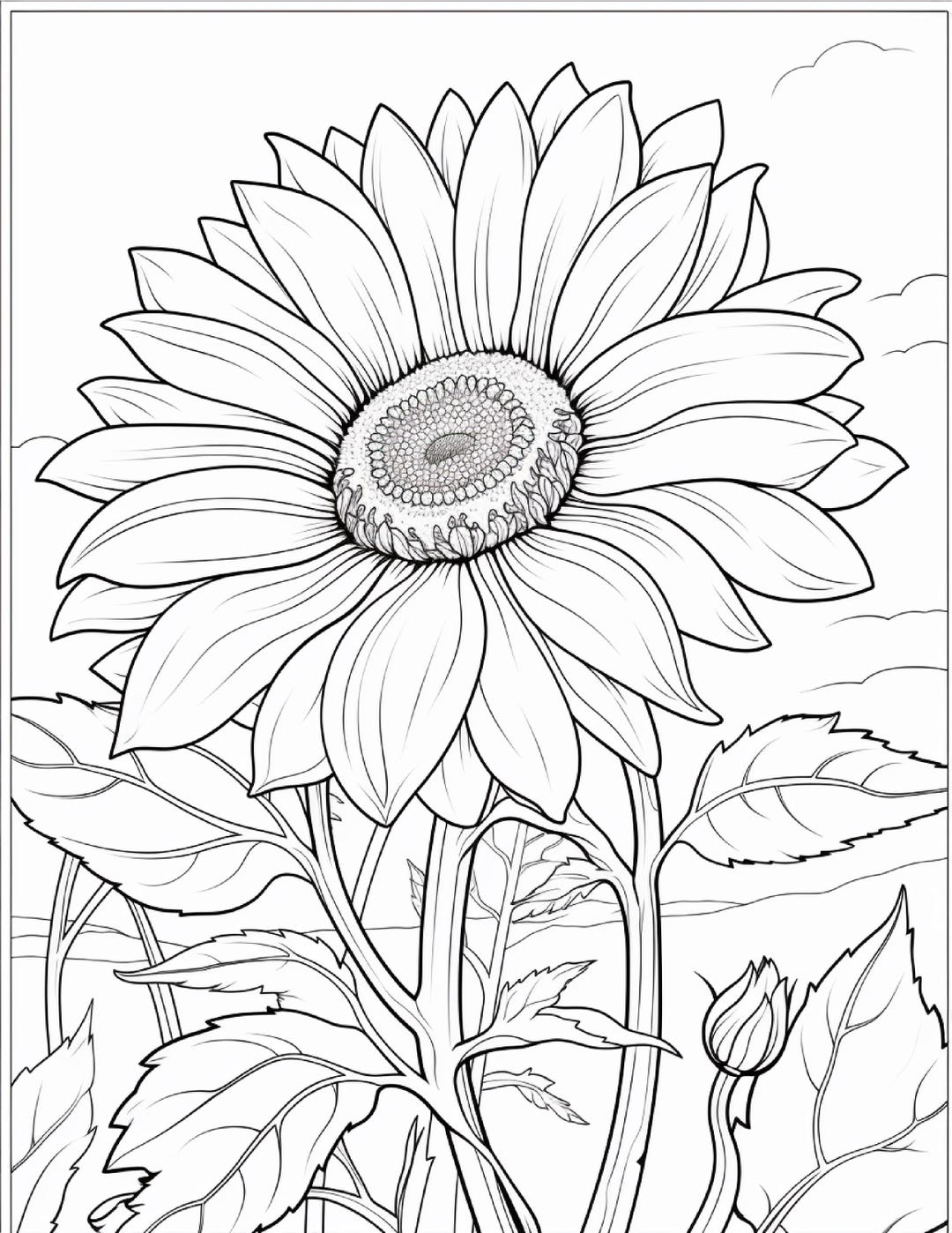 Sunflowers 86-90 Adult Coloring Pages 8x11 - Etsy