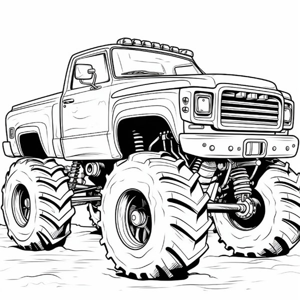 Monster Trucks Series 1-5 Kids Coloring Pages 8x11