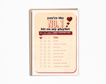 Number One Love Valentines Day Music Playlist Greeting Card 5x7