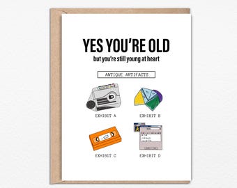 Tarjeta de cumpleaños milenaria A2 de los años 90 con un diseño antiguo y nostalgia retro inspirada en los años 90