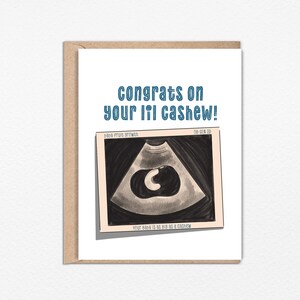 Carte de voeux de baby shower écologique Lil Cashew Baby neutre en matière de genre A2 4,25 x 5,5