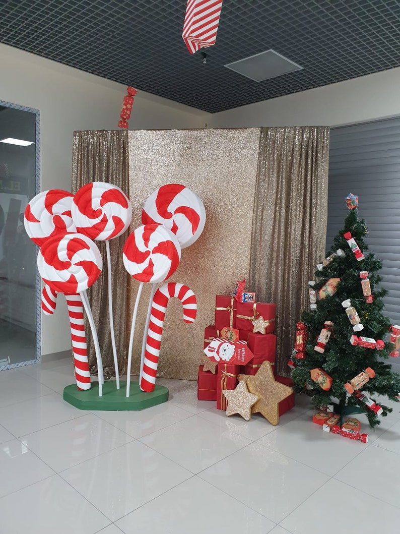 SET 7 Giant Christmas decorations Styrofoam lollipop Etsy