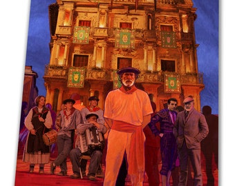Basque Travel Pamplona canvas KCBC 2016 featuring Ernest Hemingway and Antonio Ordoñez matador friend