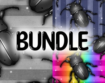 Beetles - Seamless Pattern Bundle for Commercial Use, Surface Pattern, Seamless Repeat, Custom Fabric, Seamless Design Files, Cute
