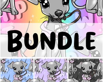 Seamless Dog Design Fun Bundle For Fabric Sublimination Clip Art