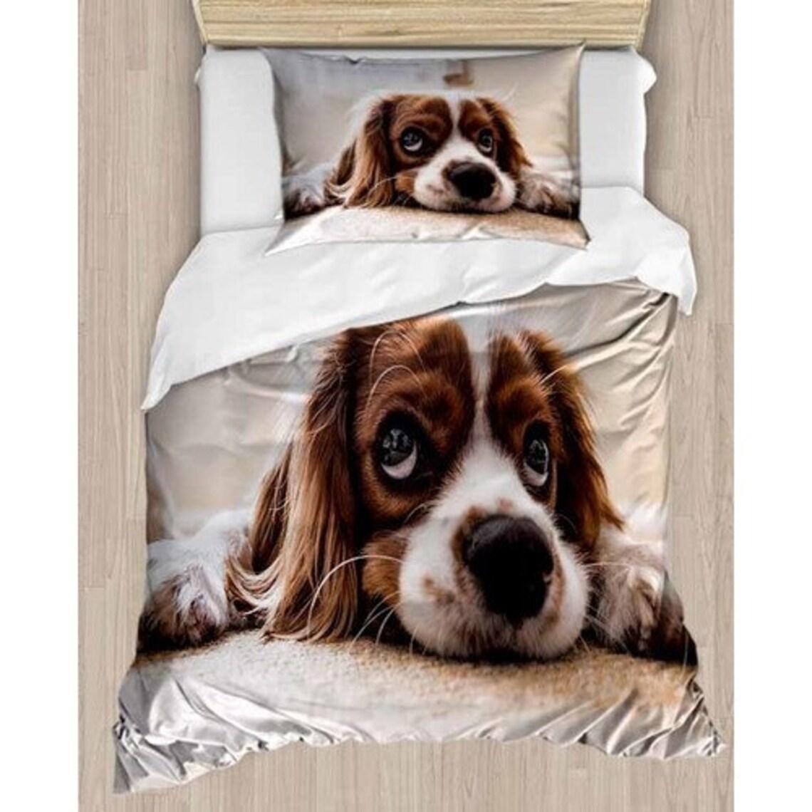 3 Pieces 3D Dog Print Coton Single Bedding Set Linen Etsy