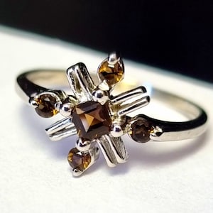 Sterling silver 925 Ring with Natural Smoky Quartz Gemstone