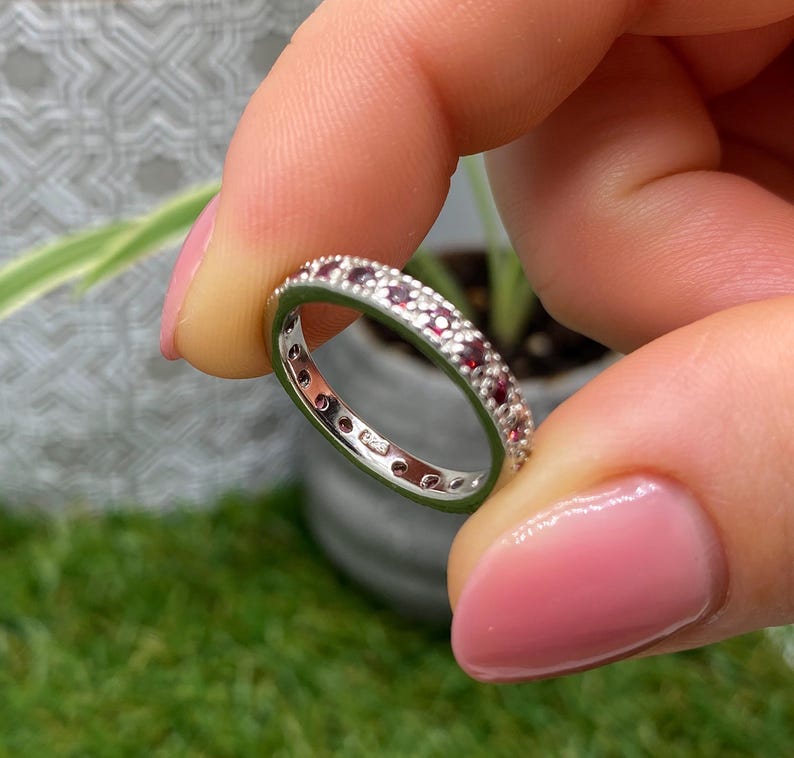Boucles D'Oreilles Pendantes Grenat Rouge - Argent Sterling 925 - Naturel - 32 Carats - Neuf Avec Étiquettes