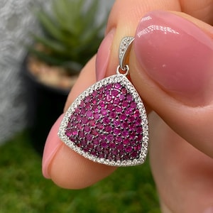 Ruby and Topaz natural gemstone Pendant, Sterling silver 925