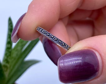 Natural Marcasite gemstone Ring, Sterling silver 925