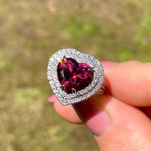 Rhodolite Garnet 5.55Ct and Diamonds natural gemstone Ring, 14 Karat Yellow Gold, 7US, GFCO Certified