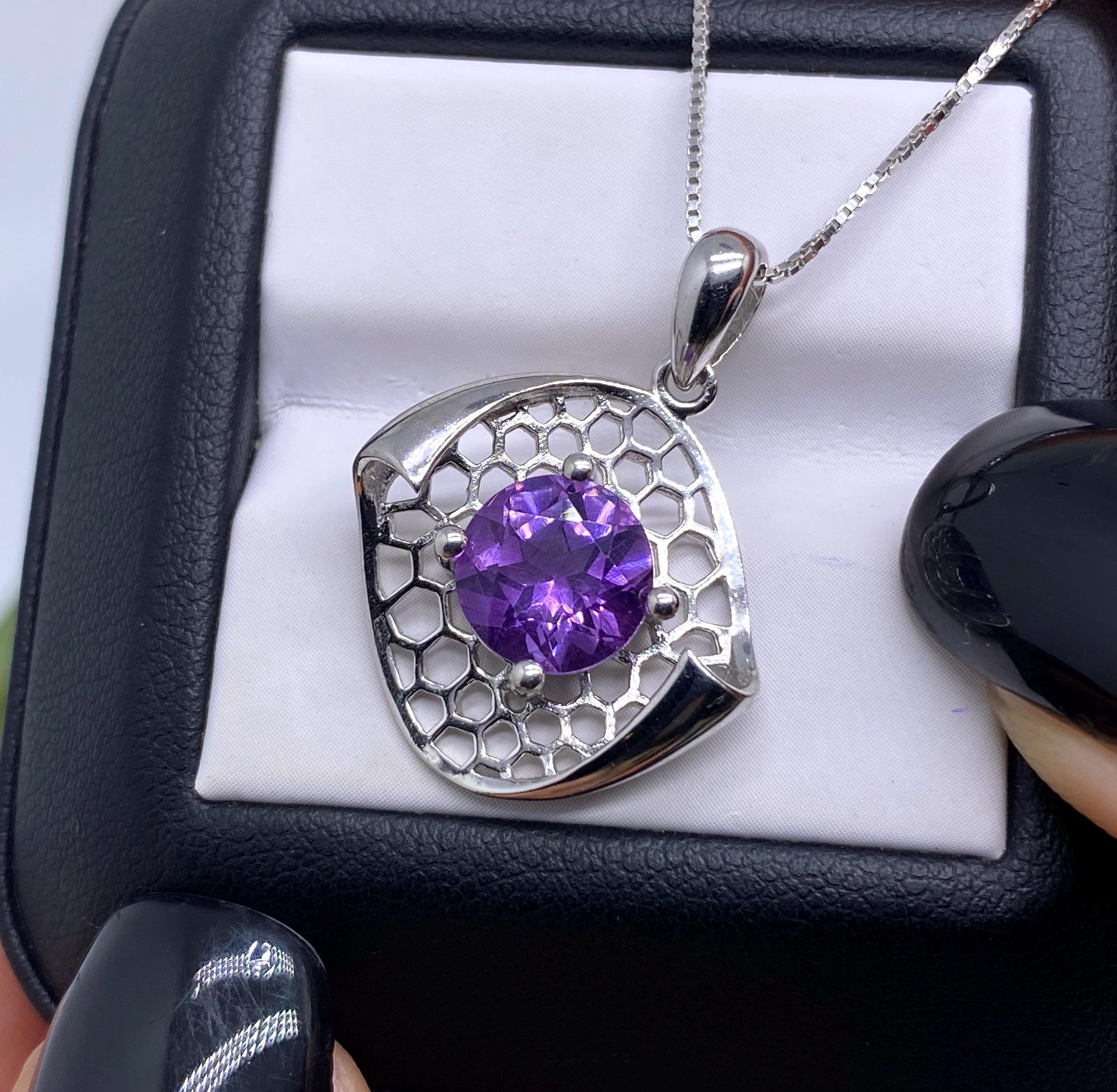 Collana ametsta, collana petre dure, goell modern, regalo per le Collana ametsta, collana petre dure, goell modern, regalo per le