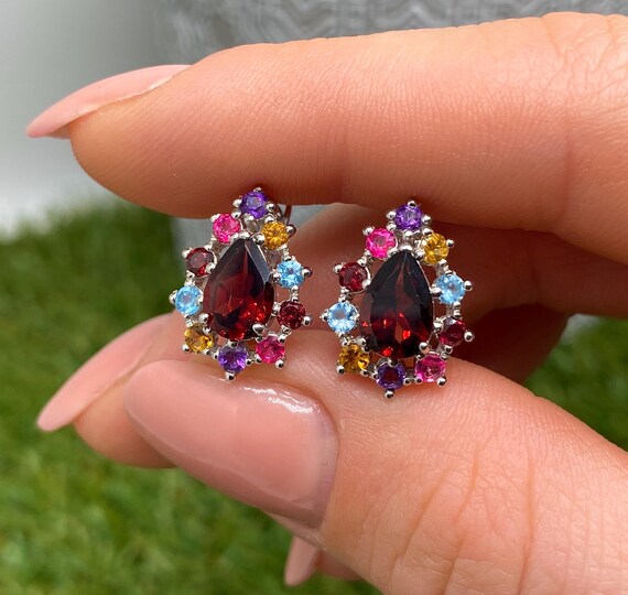 Pendientes Oro Y Cuarzos De Citrino, Fumé Y Amatista - A1509CT/CF/AM