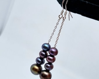 Natural Pearl Earrings, Sterling silver 925, Gold plated