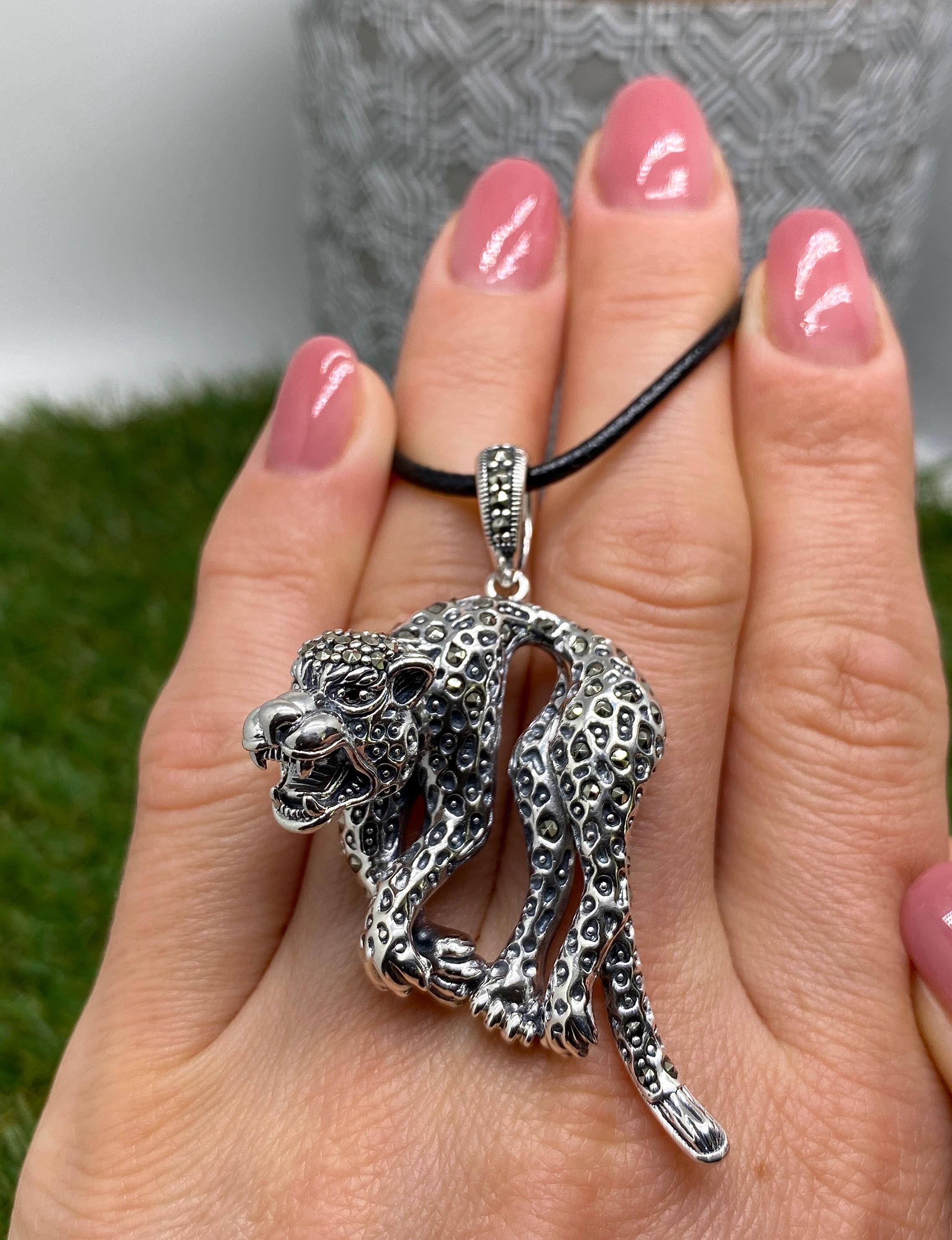 Pendant with Marcasite natural gemstone, Sterling silver 925