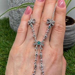 Necklace with Green Onyx and Marcasite gemstone, Sterling silver 925, 18Inches.