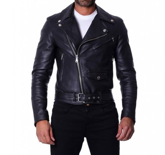 CHIODO BIKER Black Perfecto Lamb Belted Leather Biker Jacket | Etsy