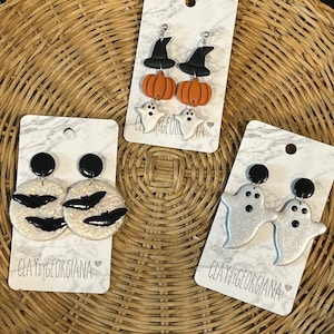 Halloween Clay Earrings-Handmade Earrings, Polyform Clay Earrings, Dangle Earrings, Statement pieces. Halloween Earrings