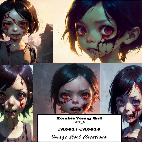 Set of beautiful zombie young girls, photo poses, perfect face. perfect eyes, photo realistic, images created in IA. SET # 4. photos.