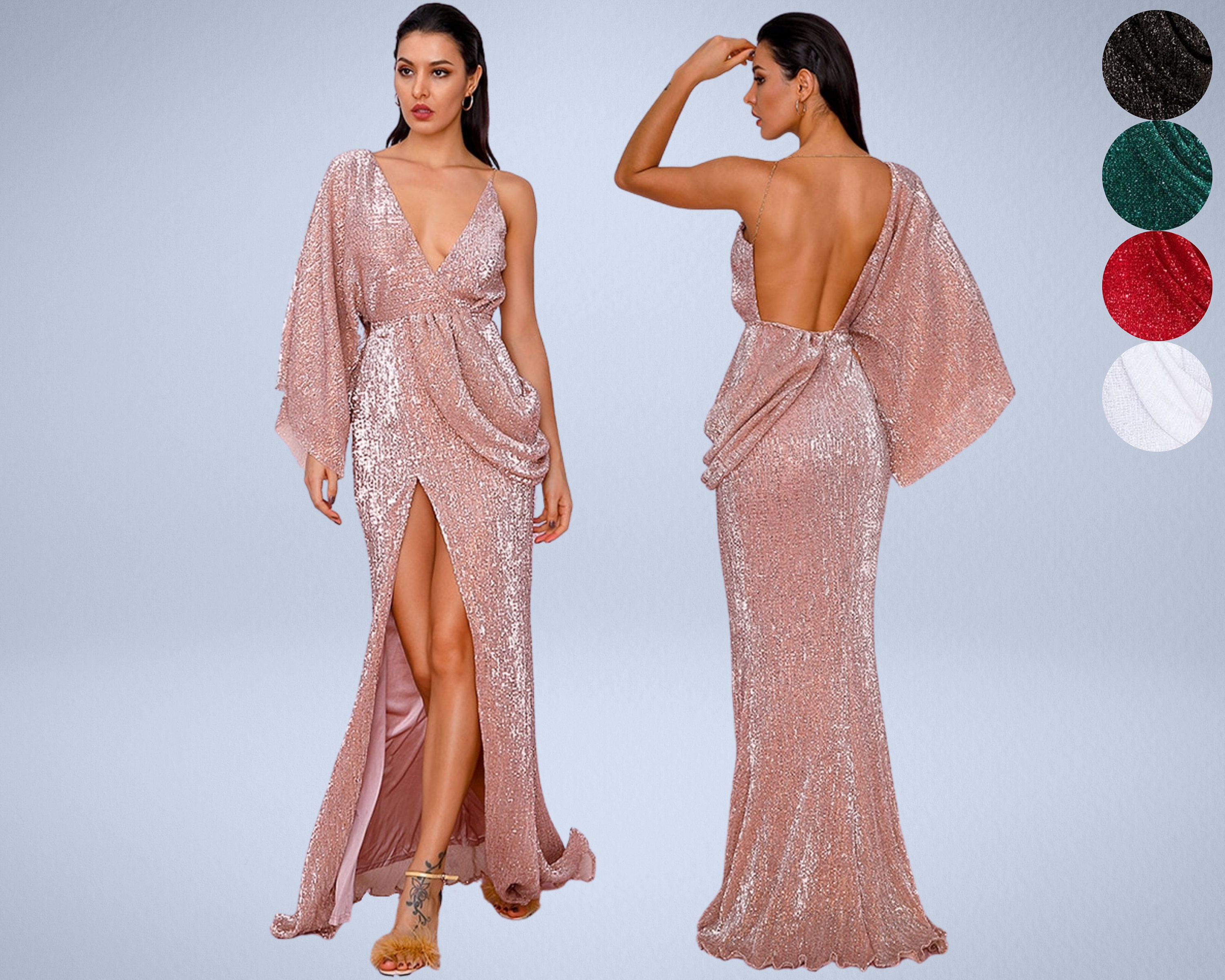 Backless Sequin Gown - Etsy