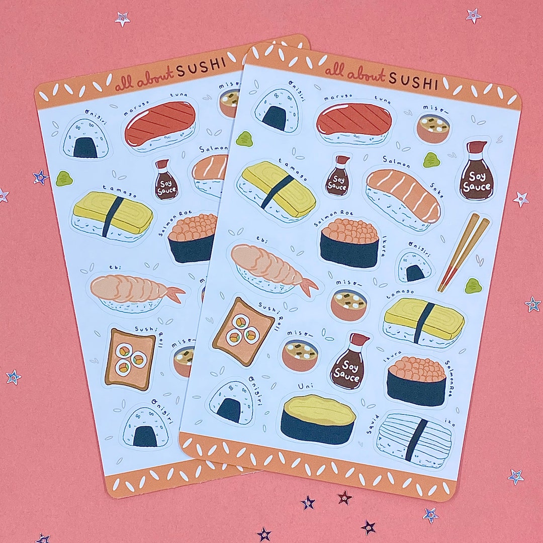 All About Sushi Sticker Sheet- Sushi Stickers - Planner & Bullet ...
