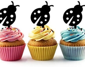 Bugs Cupcake Toppers Set of 12  Bug/'s Life Baby Shower Paper Ladybug Butterfly Worm Snail Bee Cupcake Topper Woodland Forest Cupcake Topper